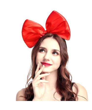 Bow Headband Headbands for Women Girls - 1pcs Large Red Bow Headbands/Headwraps/Hairband/Headwear for Birthday Valentines Day Christmas Gifts Birthday Party Cosplay Costume Accessories Gifts