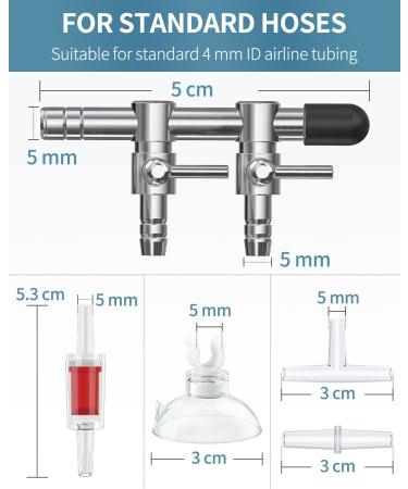Pawfly 2-Way Aquarium Air Flow Control Valve Distributor - Multi-Port T-Shape & Straight Connector with 1 Check Valve & 4 Suction Cup Clips for Fish Tanks - Buy Online on GoSupps.com