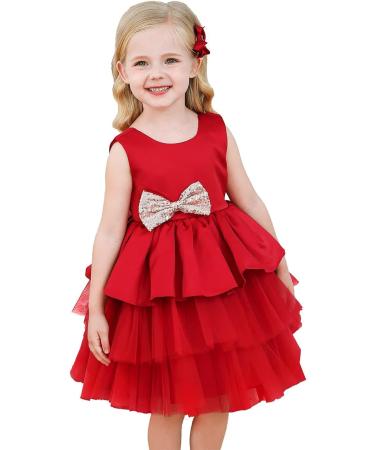 NNJXD Baby Girls Flower Princess Birthday Party Dress 730 Red-a | Size 2-3 Years - Buy Online on GoSupps.com