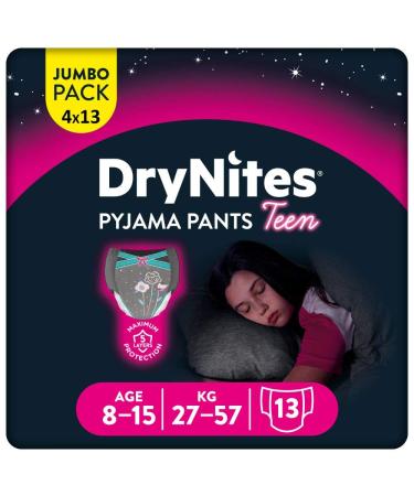 Huggies Drynites Highly absorbing night diapers in bedwetting for girls 8-15 years 4 x13 pieces monthly pack diaper pants 13 pieces (4 Pack) - Buy Online on GoSupps.com