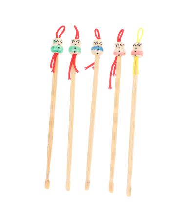 ARTSEWPLY 5pcs Kit Bamboo Ear Cleaning Tools Doll Head Design for Gentle Wax Removal Random Color
