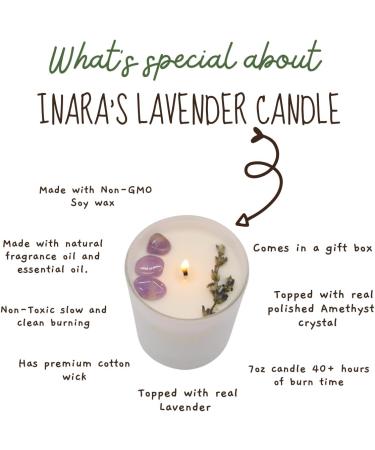 Inara's Lavender Vanilla Candle - Natural Soy Candle with Amethyst Crystals | 40+ Hours Burn Time | Scented Candles for Home - International Shipping Available - Buy Online on GoSupps.com