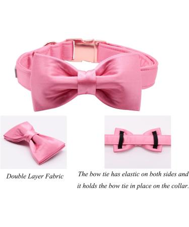 Lionet Paw's Comfortable Pink Silk Dog Collar with Removable Fly for Medium Dogs (34-55cm) - Perfect for Stylish Pet Owners - International Shipping Available - Buy Online on GoSupps.com