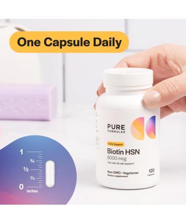 PureFormulas Biotin 8000 mcg Hair Skin Nails Biotin Supplement Biotina Biotin Hair Growth Vitamins B7 Supplement for Women & Men 120 Capsules 120 Count (Pack of 1) - Buy Online on GoSupps.com