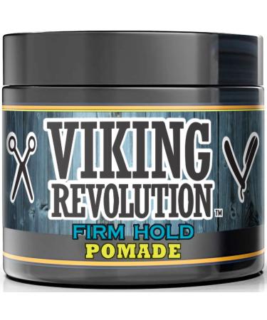 Pomade for Men 4oz - Firm Strong Hold & High Shine for Classic Styling - Water Based & Easy to Wash Out by Viking Revolution (Firm, 1 Pack) 4 Ounce (Pack of 1)