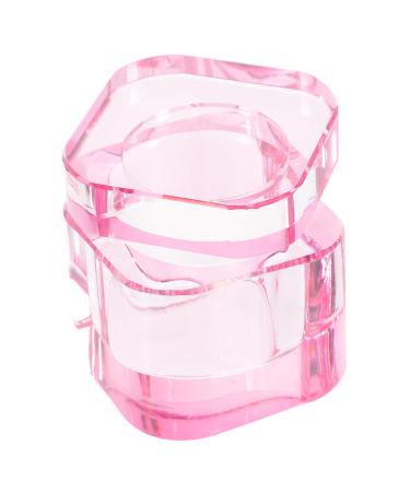 VINTORKY Nail Art Brush Cup Art Plate Crystal Glass Pink Square 5.70X5.40X5.40CM Pink
