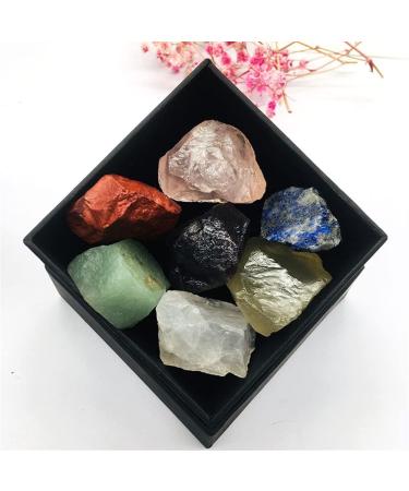 7 Chakra White Quartz Gift Meditation Set CrystalStone Box Set NaturalReiki Decoration Household About 2-3cm 1 Set