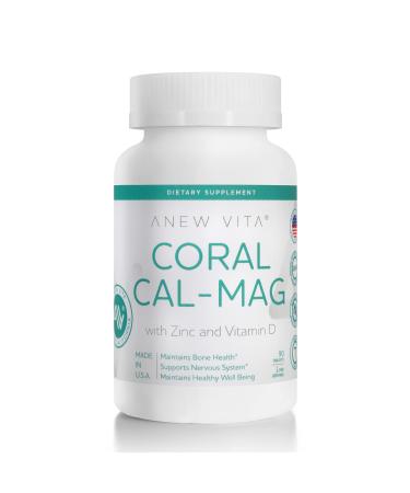 Anew Vita Coral Calcium Magnesium Supplement with Zinc Vitamin D. Maintains Bone Health Supports Nervous System. 1050mg. 90 Tablets