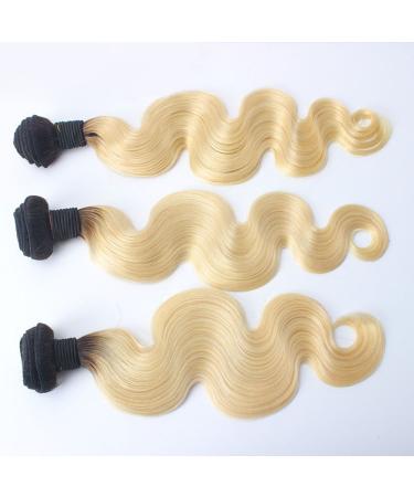 Remeehi 100g Peruvian Body Wave Hair Extensions - 1B 613 Ombre Two Tone Blonde Bundles 20 Inch - Buy Online on GoSupps.com