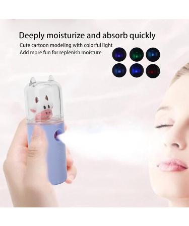 Light Purple and Yellow Nano Facial Mister 30ml Portable Handy Cool Mist Sprayer with Color Light Function Rechargable Cute Cow Design Cooling Mister(Purple) - Buy Online on GoSupps.com