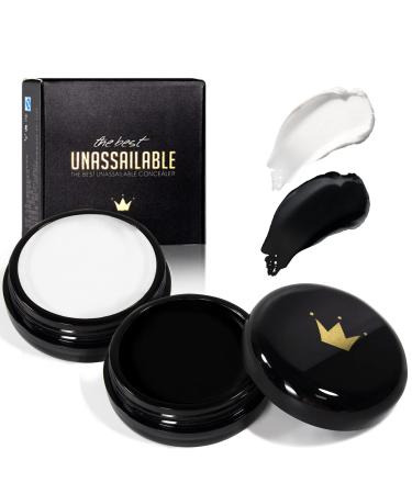 NewBang 2 Pack Face Makeup Concealer Palette Creamy Foundation Makeup Kit Lasting Moisturizing Brightening Pigment full coverage concealer cream Hides Wrinkles&Lines Sensitive Skin Safe(White&Black) 2 colors concealer cream
