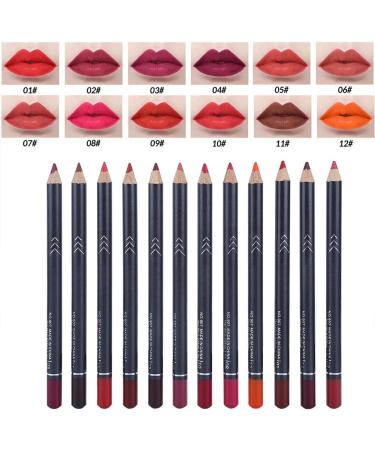 12 Colors Lip Liners Pencil Set Mattee Waterproof Lip Liner Pencil Lipstick Pen Long-lasting Comestic Tool Long Lasting Makeup Lip Liners - Buy Online on GoSupps.com