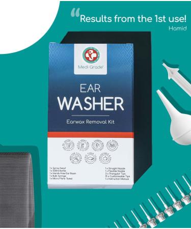 Medi Grade Ear Wax Remover Bottle 500ml - Complete Ear Cleaning Kit with Tools for Safe & Effective Wax Removal - Family Ear Syringe Included - Buy Online on GoSupps.com