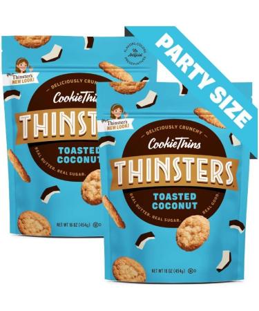 Thinsters Toasted Coconut Cookie Thins 16oz (Pack of 2) | Non-GMO, Peanut-Free, Crunchy Cookies - No Corn Syrup or Artificial Ingredients - Buy Online on GoSupps.com