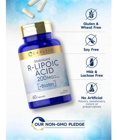 Carlyle R-Lipoic Acid 200mg - 60 Capsules | Stabilized R-Lipoic Acid with Biotin | Non-GMO & Gluten Free - Shop Now - Buy Online on GoSupps.com