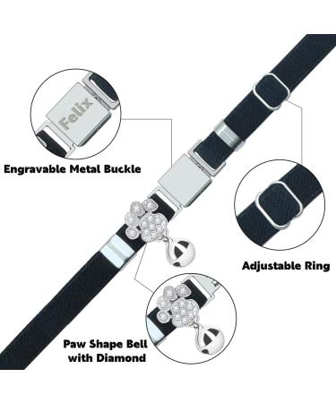 Personalized Black Cat Collar with Name & Phone Number | Engraved Elastic Cat Collar with Bell - International Shipping Available - Buy Online on GoSupps.com