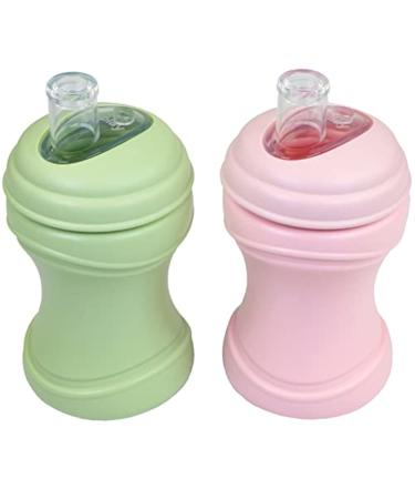 Re Play 2pk 8oz Transition Sippy Cups for Baby Toddler Medical Grade Silicone Soft Spout & Travel Lid Easy to Hold Hourglass Shape Made in USA from BPA Free Recycled Milk Jugs Ice Pink/Leaf Ice Pink/Leaf Pack of 2
