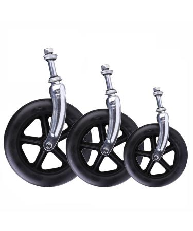 2 PCS Front Fork Caster Assembly for Rollator Wheelchair Caster 6" 7" 8" Replacement Front Wheels Non-Slip Solid Tyre Caster with Front Fork Black(200mm-8")