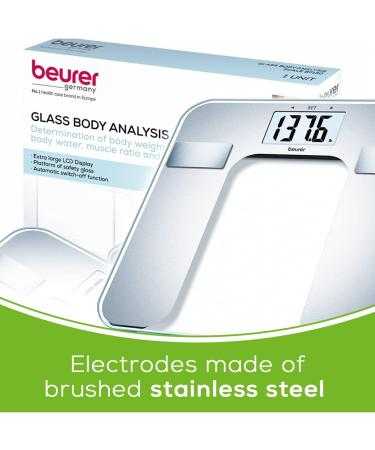Beurer BF130 Body Fat Analyzer BMI Digital Bathroom Scale - Multi-User Recognition, XL Display, Silver - Buy Online on GoSupps.com
