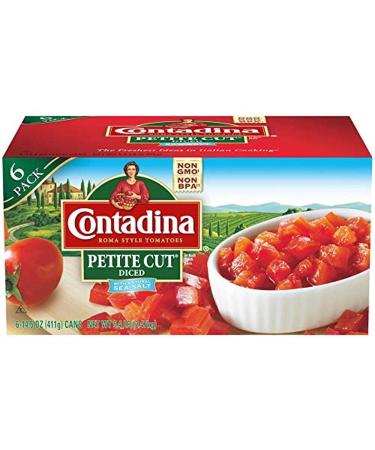 Contadina Petite Cut Canned Diced Roma Style Tomatoes, 14.5 Oz (Pack of 6)