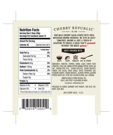 Cherry Republic Mild Cherry Salsa - Chunky Sweet & Low Heat (2 x 16 Oz Jars) - Buy Online on GoSupps.com