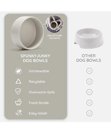 SPUNKYJUNKY Ceramic Dog and Cat Bowl Set with Wooden Stand - Modern Cute Design for Small & Medium Pets - Grey - 13.5OZ & 28.7OZ Bowls Included - Buy Online on GoSupps.com