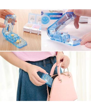 JohnBee Pill Cutter - Best USA Design for Small & Large Pills | Vitamin Cutter with Keychain Holder - Blue - Buy Online on GoSupps.com