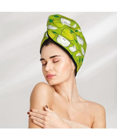 Green Apple Microfiber Hair Towel - Soft Super Absorbent Wrap for Women | Quick Dry Coral Velvet Cap for Long Curly and Thick Hair - Buy Online on GoSupps.com