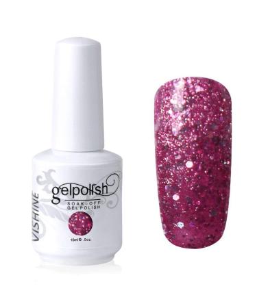 Vishine Soak-off Gel Polish Lacquer Nail Art UV LED Manicure Glitter Pale Violetred (340) #340