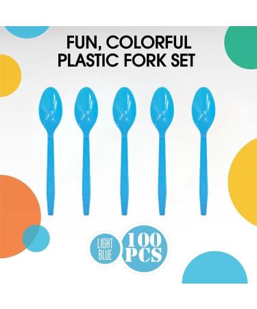Miecux Disposable Plastic Utensils 60 Plastic Spoons Disposable Plastic Cutlery for Dinner Buffets Take-Out Catering Food Services(Blue) 100PCS Plastic Spoons - Buy Online on GoSupps.com