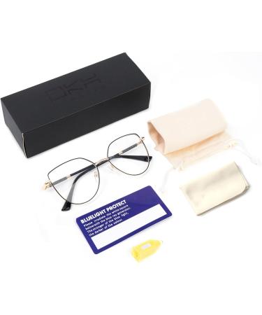 Okh Blue Light Filter Cat Eye Glasses for Women - Anti-Glare Stylish Metal Frame with Bling Decoration for Gaming & Reading - Gold & Black - Buy Online on GoSupps.com