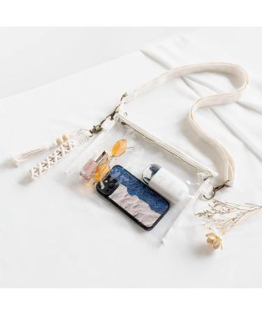 Clear Crossbody Purse with Macrame Wrist Strap and Tassel - Stadium Approved Transparent Shoulder Bag for Concerts and Events - Buy Online on GoSupps.com