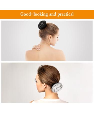 Ruicaifu 8pcs Elastic Hair Nets Shiny Invisible Hair Net Bun Cover with Rhinestones Elastic Edge Mesh Women Hair Nets for Ballet Dancer Chef Nurse Bank Officer (Black and White) - Buy Online on GoSupps.com