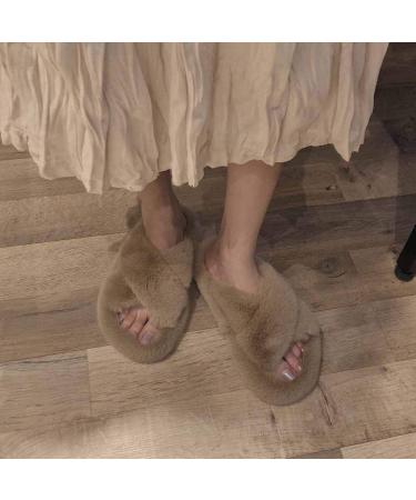 Fluffy Sliders Womens Furry and Fluffy Slippers for Women Indoor Slippers Autumn Winter Plush Flat Shoes for Women House Slippers for Indoor Outdoor Fashion Sandals (B 25CM) (A 25CM) - Buy Online on GoSupps.com