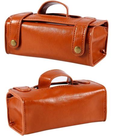 Fashion Men Brown Cosmetic Bag | Portable PU Leather Toiletry & Shaving Brush Bag - International Shipping Available - Buy Online on GoSupps.com