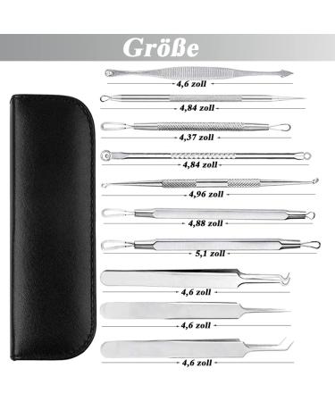 Mesee 10-Piece Blackhead Remover & Tweezers Set | Stainless Steel Acne & Pore Cleaner Accessories with Storage Box - Buy Online on GoSupps.com