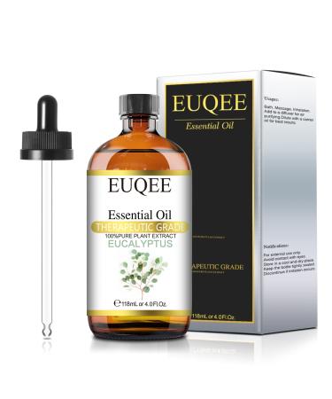 EUQEE Eucalyptus Essential Oil 118ml Pure Eucalyptus Oils Natural Essential Oils Diffuser Oil Essential Oils for Diffusers for Home Aromatherapy Relax Eucalyptus 118.00 ml (Pack of 1)
