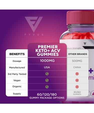 Premier Keto ACV Gummies - Advanced Weight Loss with 1000MG Apple Cider Vinegar Vitamin B12 & Folate (60 Gummies - Buy Online on GoSupps.com