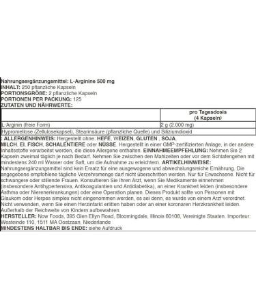 Now Foods L-Arginine 500mg - 250 Vegan Capsules | Premium Amino Acid Supplement for Optimal Health - Buy Online on GoSupps.com