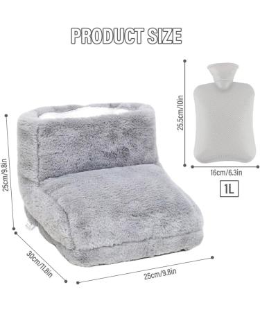 Fivtsme Electric-Free 2-in-1 Foot Warmer & Hot Water Bottle | Super Soft Heating Pads for Cold Feet | 1L Gray Comfort for Women Men & Children - Buy Online on GoSupps.com