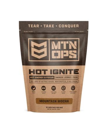 MTN OPS Hot Ignite Supercharged Energy Drink Mix Focus Enhancer, Mountain Mocha, Bag (30 Servings) Mountain Mocha 1.18 Pound (Pack of 1)