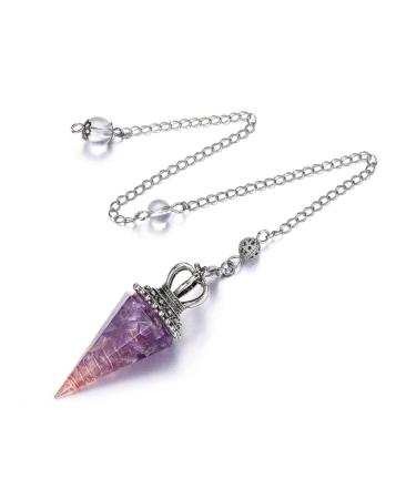 JOVIVI Pendulum Crystal Amethyst Dowsing Crystals Pendulum Divination Scrying Healing Crystal Gemstone Quartz Pendant for Reiki Grid Meditation Witchcraft Wicca Amethyst Crystal Pendulum