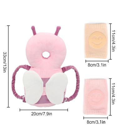 VBNZBK Baby Head Protection Cushion - Breathable & Adjustable Safety Gear for Crawlers 4-24 Months - Bee & Pink Design - Buy Online on GoSupps.com