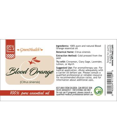 Blood Orange 4 fl oz (118 ml) Glass Bottle w/Cap 100% Pure Essential Oil GreenHealth - Buy Online on GoSupps.com