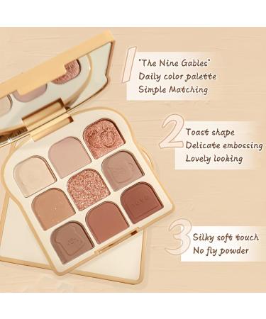 9 Colors Eyeshadow Palette Kit | Cute Toast Shaped Blush & Shimmer | Long-lasting Eye Makeup with Brushes | International Shipping Available - Buy Online on GoSupps.com