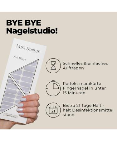 Original Miss Sophie Nail Foils - 24 Ultra-Thin Manhattan Gray Nail Polish Stripes for Fingers & Toes | Perfect for Natural Painted Acrylic Gel & Shellac Nails - International Shipping Available - Buy Online on GoSupps.com