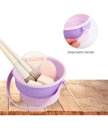 Silicone Makeup Brush Cleaner Mat 2 In 1 Hangable Makeup Brush Cleaning Bowl with Drying Makeup Brush Holder Multifunctional Cleaning Tools for Makeup Brushes Makeup Sponge Powder Puff (Purple) - Buy Online on GoSupps.com