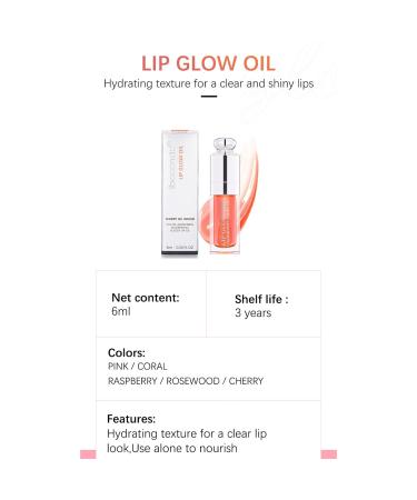 HJuyYuah Hydrating Lip Glow Oil Plumping Lip Tint 6ML (#05) - Non-Sticky | Transparent Lip Care Oil with Big Brush Head for Glitter Shine Primer - Buy Online on GoSupps.com