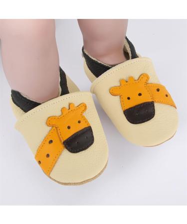Soft Leather Baby Shoes | Non-Slip Rubber Soles | Beige Deer Design | 12-18 Months - Buy Online on GoSupps.com