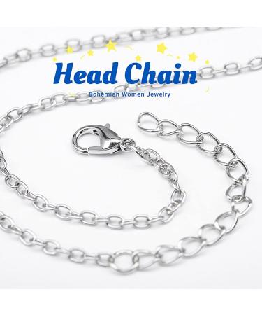 Designer Gothic Crystal Head Chain Pendant for Women and Girls - Silver Halloween Hair Jewelry - Buy Online on GoSupps.com